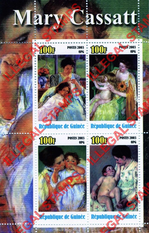 Guinea Republic 2003 Paintings by Mary Cassatt Illegal Stamp Souvenir Sheet of 4