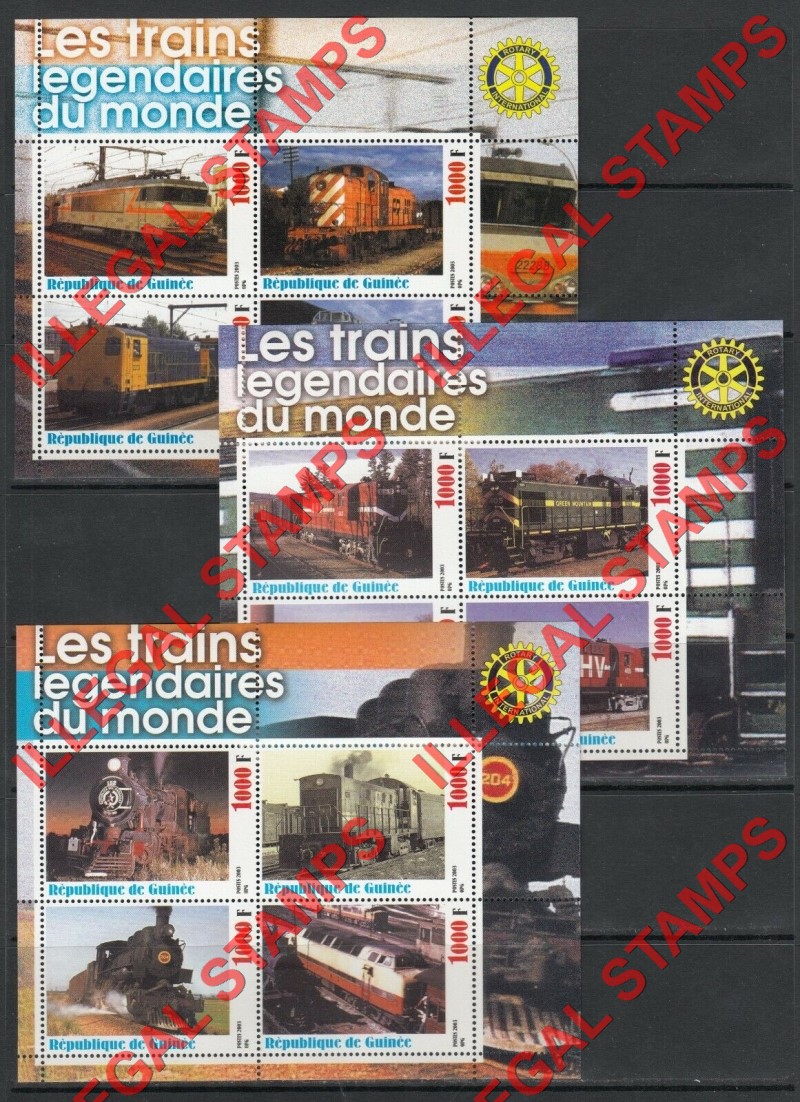 Guinea Republic 2003 Trains Locomotives Illegal Stamp Souvenir Sheets of 4 (Part 2)
