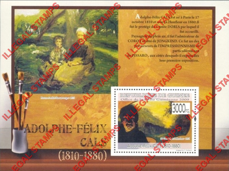 Guinea Republic 2009 Paintings Art by Adolphe-Felix Cals Illegal Stamp Souvenir Sheet of 1