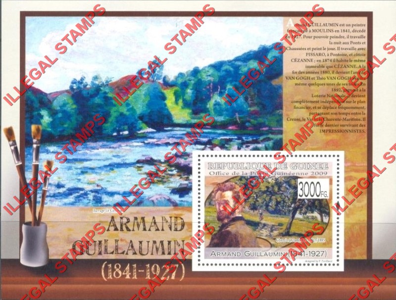 Guinea Republic 2009 Paintings Art by Armand Guillaumin Illegal Stamp Souvenir Sheet of 1