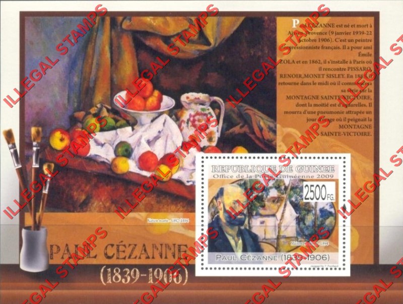 Guinea Republic 2009 Paintings Art by Paul Cezanne Illegal Stamp Souvenir Sheet of 1