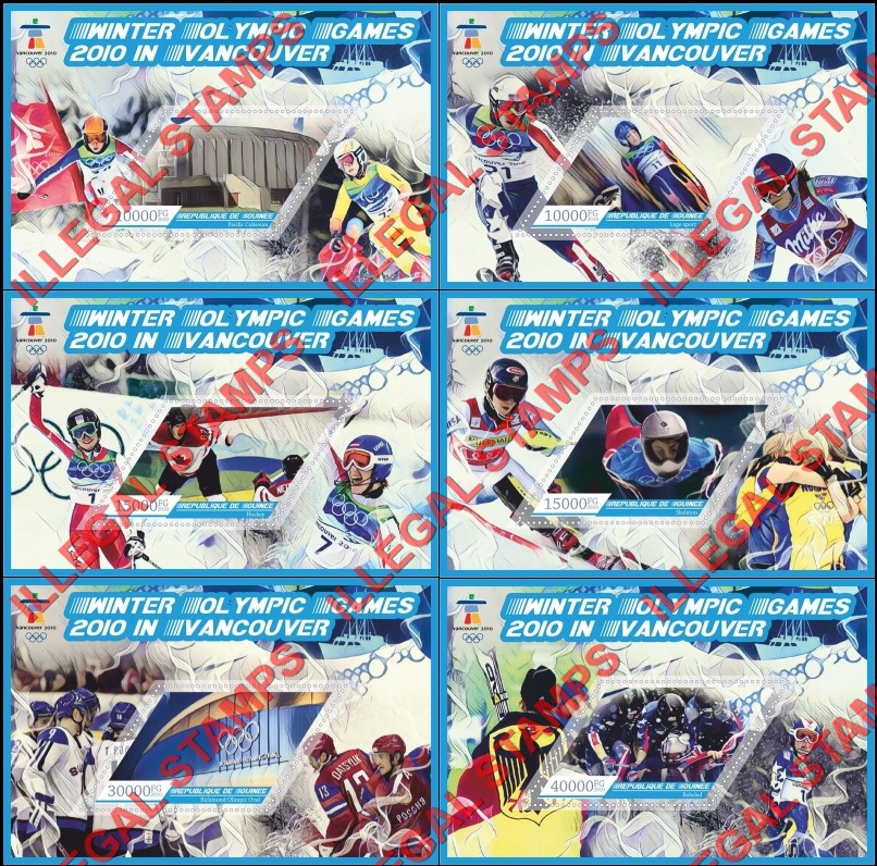 Guinea Republic 2010 Olympic Games in Vancouver Illegal Stamp Souvenir Sheets of 1