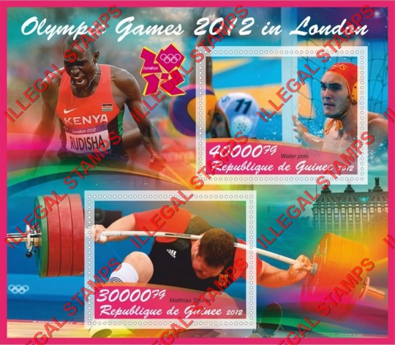 Guinea Republic 2012 Olympic Games in London Illegal Stamp Souvenir Sheet of 2