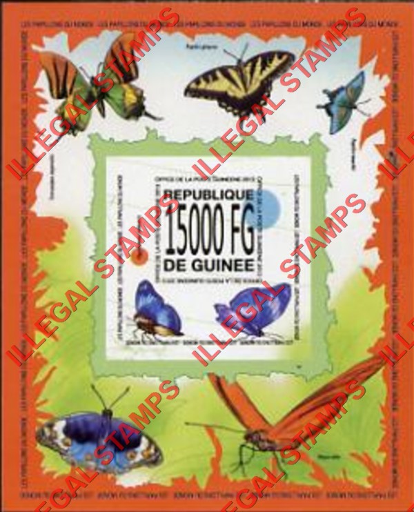 Guinea Republic 2013 Butterflies Counterfeit Illegal Stamp