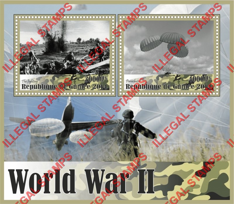 Guinea Republic 2014 World War II Illegal Stamp Souvenir Sheet of 2