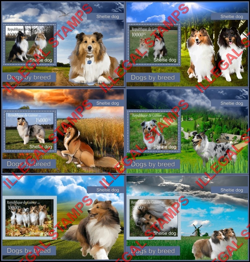 Guinea Republic 2015 Dogs Sheltie Dogs Illegal Stamp Souvenir Sheets of 1