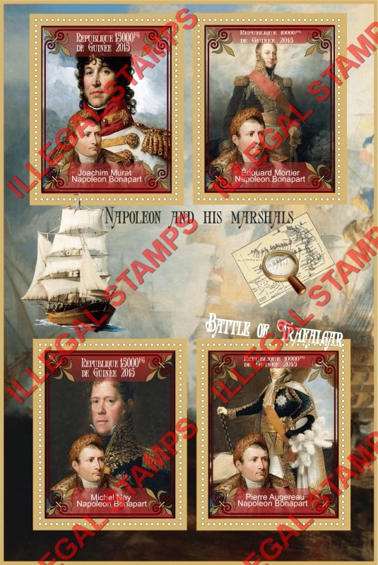 Guinea Republic 2015 Napoleon and His Marshals Illegal Stamp Souvenir Sheet of 4