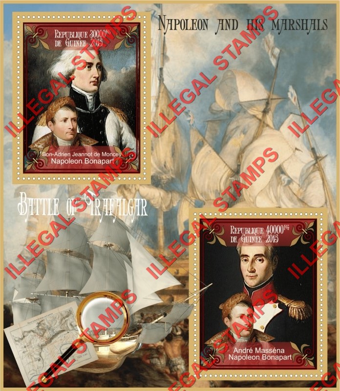 Guinea Republic 2015 Napoleon and His Marshals Illegal Stamp Souvenir Sheet of 2