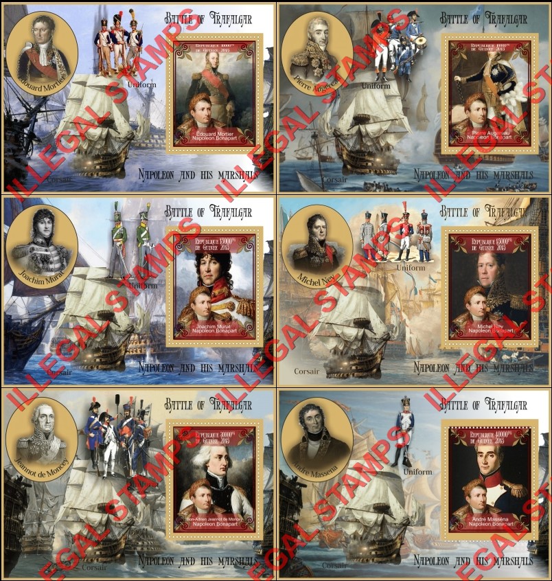 Guinea Republic 2015 Napoleon and His Marshals Illegal Stamp Souvenir Sheets of 1