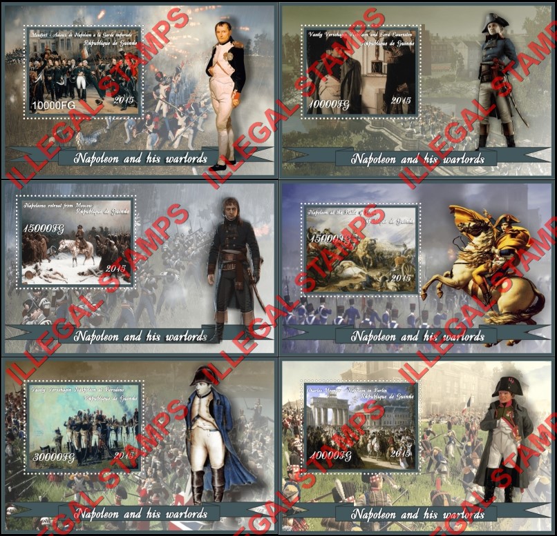 Guinea Republic 2015 Napoleon and His Warlords Illegal Stamp Souvenir Sheets of 1