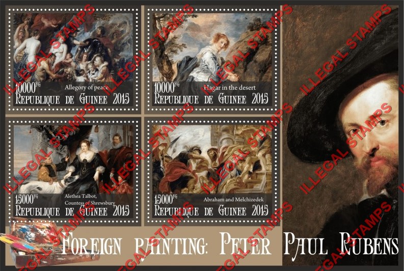 Guinea Republic 2015 Paintings by Peter Paul Rubens Illegal Stamp Souvenir Sheet of 4