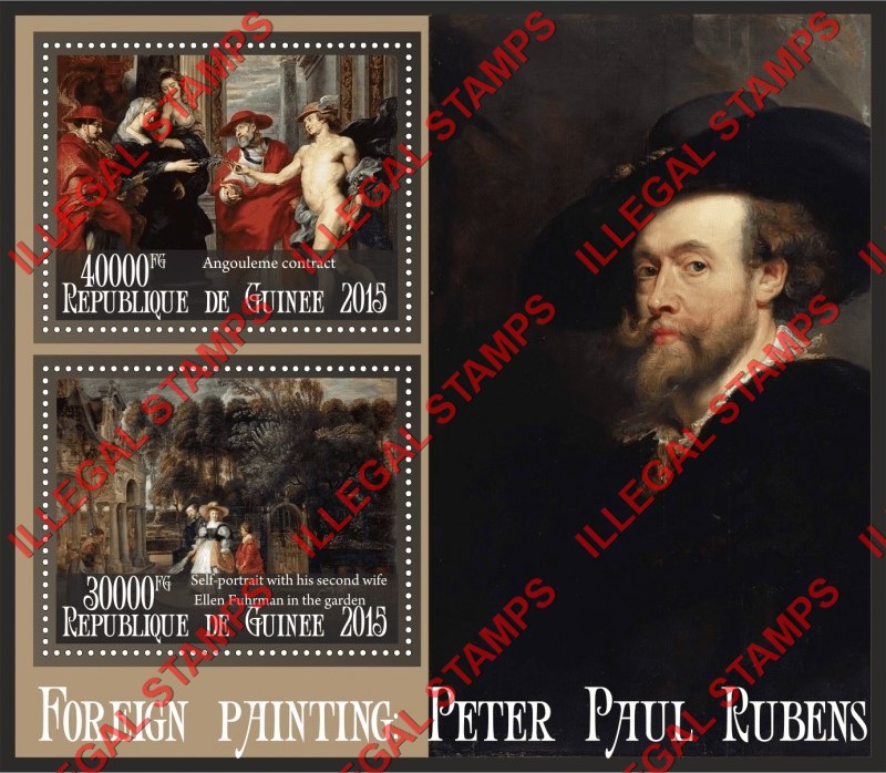 Guinea Republic 2015 Paintings by Peter Paul Rubens Illegal Stamp Souvenir Sheet of 2