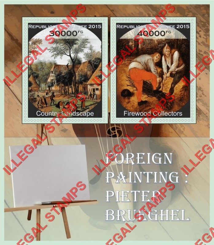 Guinea Republic 2015 Paintings by Pieter Brueghel Illegal Stamp Souvenir Sheet of 2