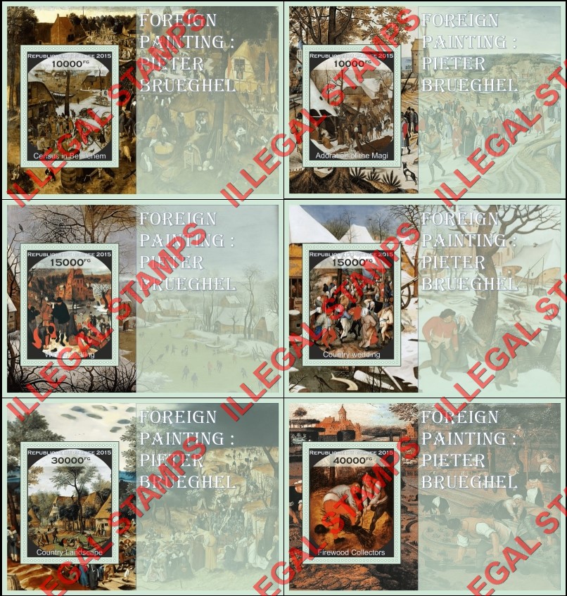 Guinea Republic 2015 Paintings by Pieter Brueghel Illegal Stamp Souvenir Sheets of 1