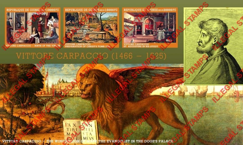 Guinea Republic 2015 Paintings by Vittore Carpaccio Illegal Stamp Souvenir Sheet of 3
