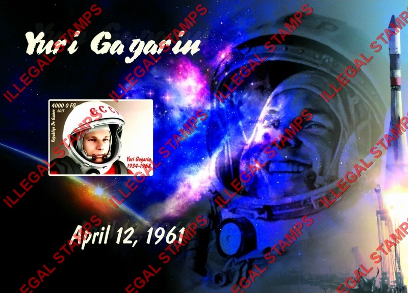Guinea Republic 2015 Space Cosmonaut Yuri Gagarin Illegal Stamp Souvenir Sheet of 1