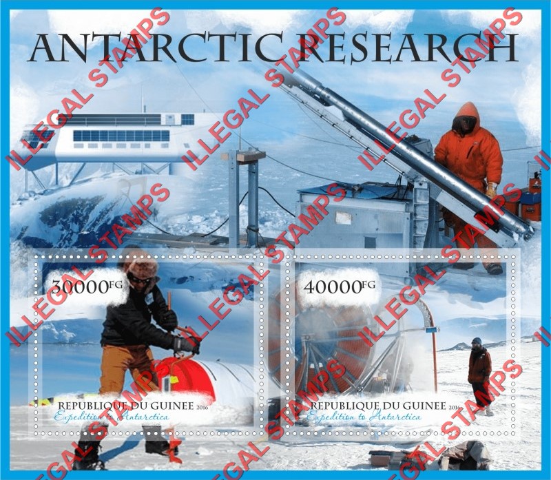 Guinea Republic 2016 Antarctic Research Illegal Stamp Souvenir Sheet of 2