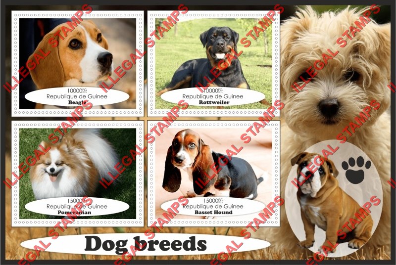 Guinea Republic 2016 Dogs (different a) Illegal Stamp Souvenir Sheet of 4