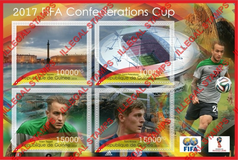 Guinea Republic 2016 FIFA Confederations Cup in 2017 Illegal Stamp Souvenir Sheet of 4