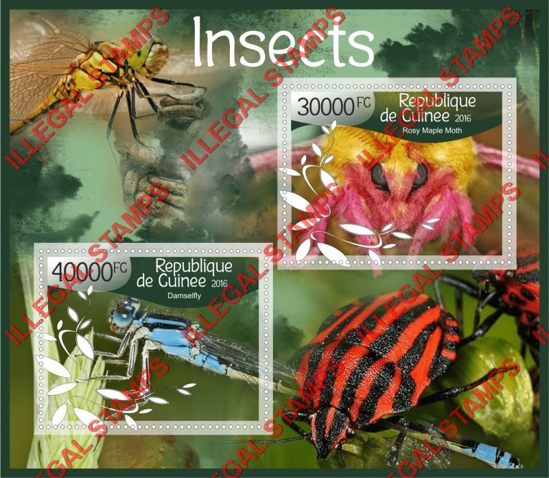 Guinea Republic 2016 Insects Illegal Stamp Souvenir Sheet of 2