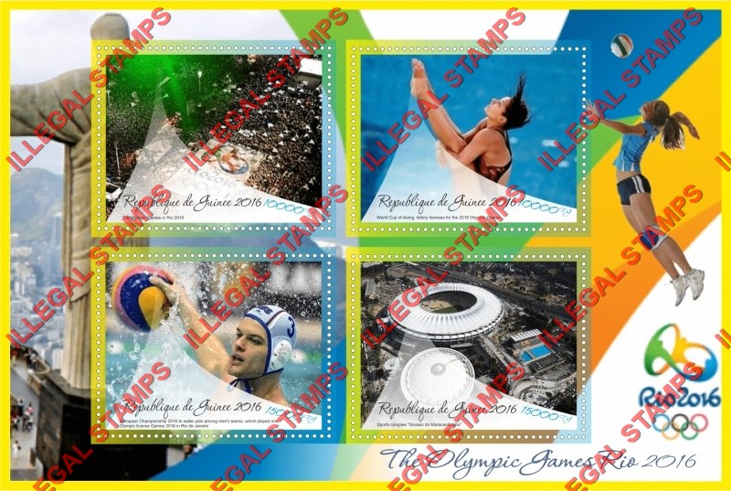 Guinea Republic 2016 Olympic Games in Rio (different) Illegal Stamp Souvenir Sheet of 4