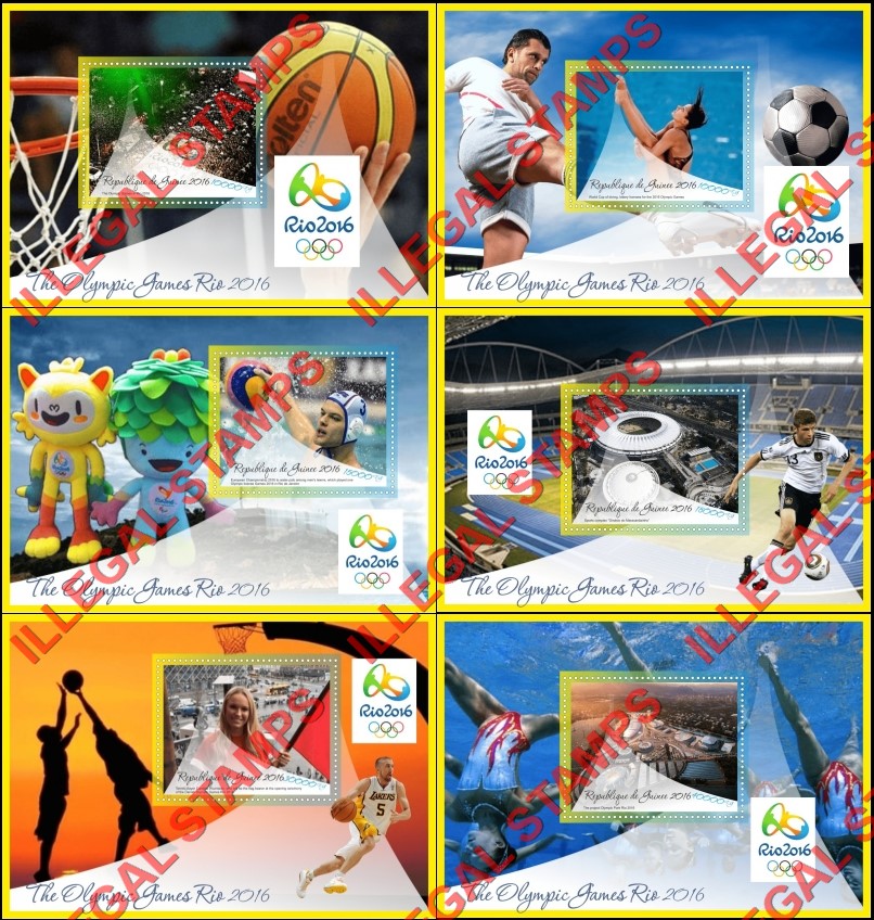 Guinea Republic 2016 Olympic Games in Rio (different) Illegal Stamp Souvenir Sheets of 1