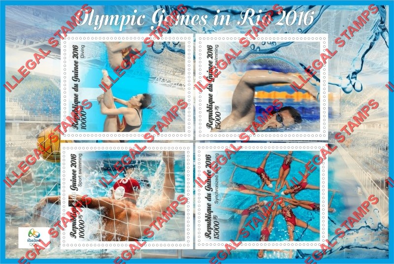 Guinea Republic 2016 Olympic Games in Rio Illegal Stamp Souvenir Sheet of 4