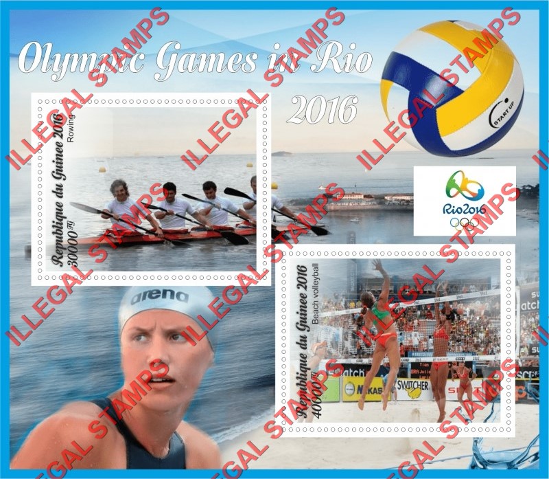 Guinea Republic 2016 Olympic Games in Rio Illegal Stamp Souvenir Sheet of 2