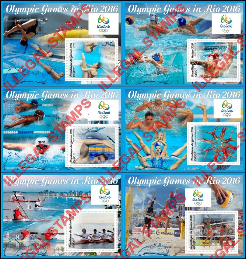 Guinea Republic 2016 Olympic Games in Rio Illegal Stamp Souvenir Sheets of 1