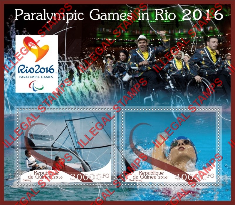 Guinea Republic 2016 Paralympic Games in Rio Illegal Stamp Souvenir Sheet of 2