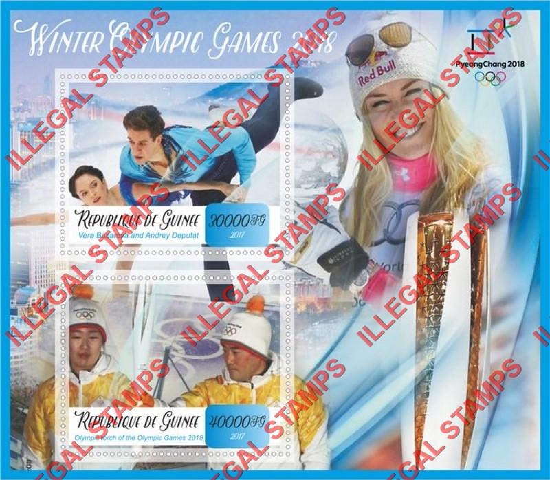 Guinea Republic 2017 Olympic Games in PyeongChang in 2018 Illegal Stamp Souvenir Sheet of 2