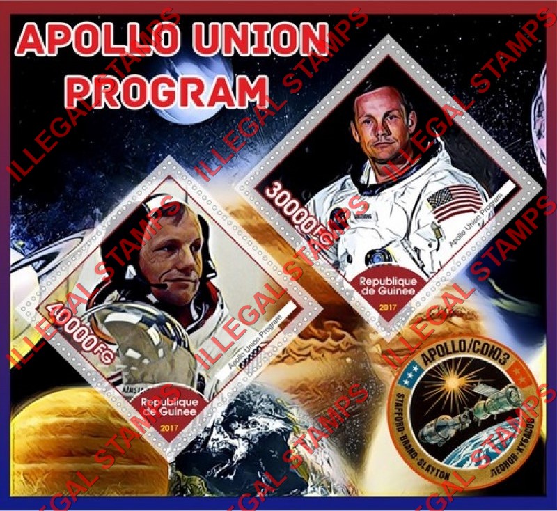 Guinea Republic 2017 Space Apollo Union Program Illegal Stamp Souvenir Sheet of 2