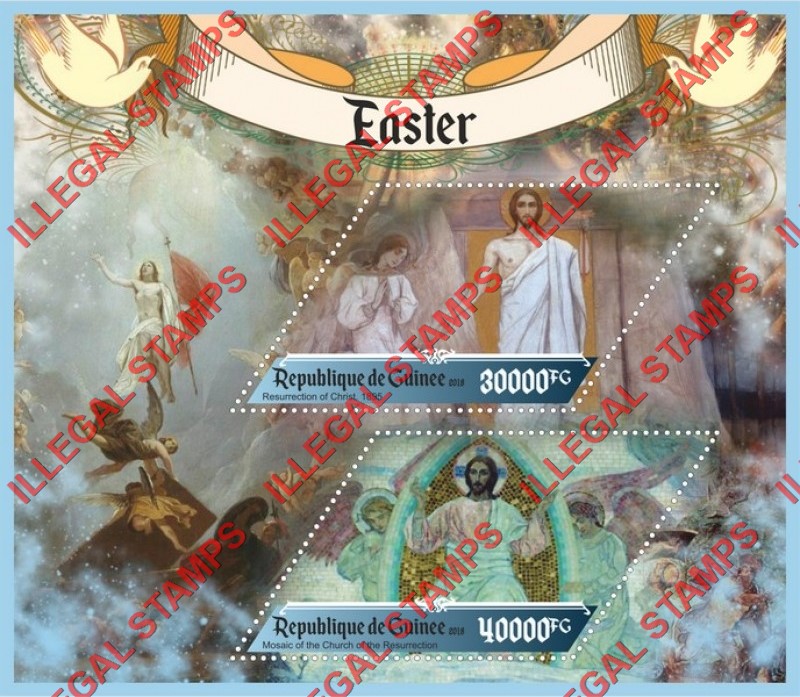Guinea Republic 2018 Easter Paintings Illegal Stamp Souvenir Sheet of 2