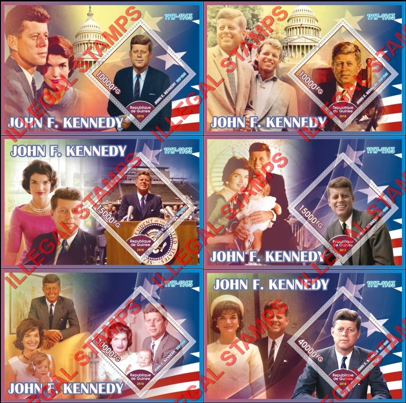 Guinea Republic 2018 John F. Kennedy Illegal Stamp Souvenir Sheets of 1