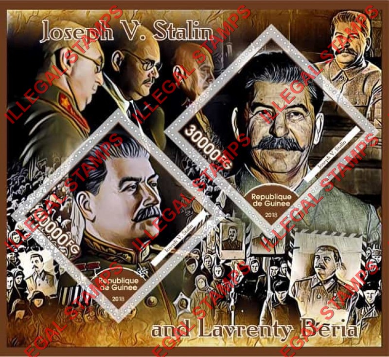 Guinea Republic 2018 Joseph Stalin and Lavrenty Beria Illegal Stamp Souvenir Sheet of 2