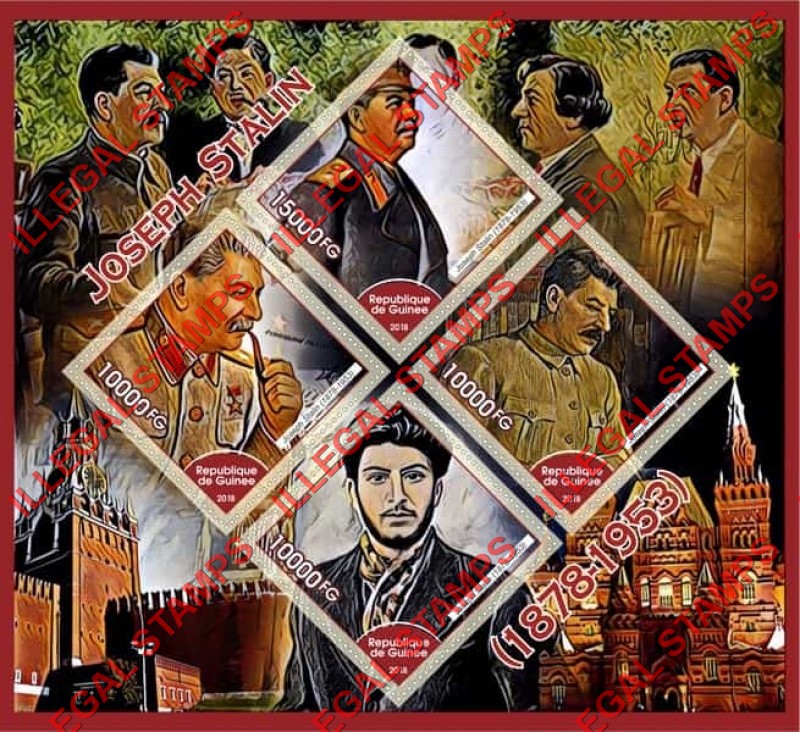 Guinea Republic 2018 Joseph Stalin Illegal Stamp Souvenir Sheet of 4