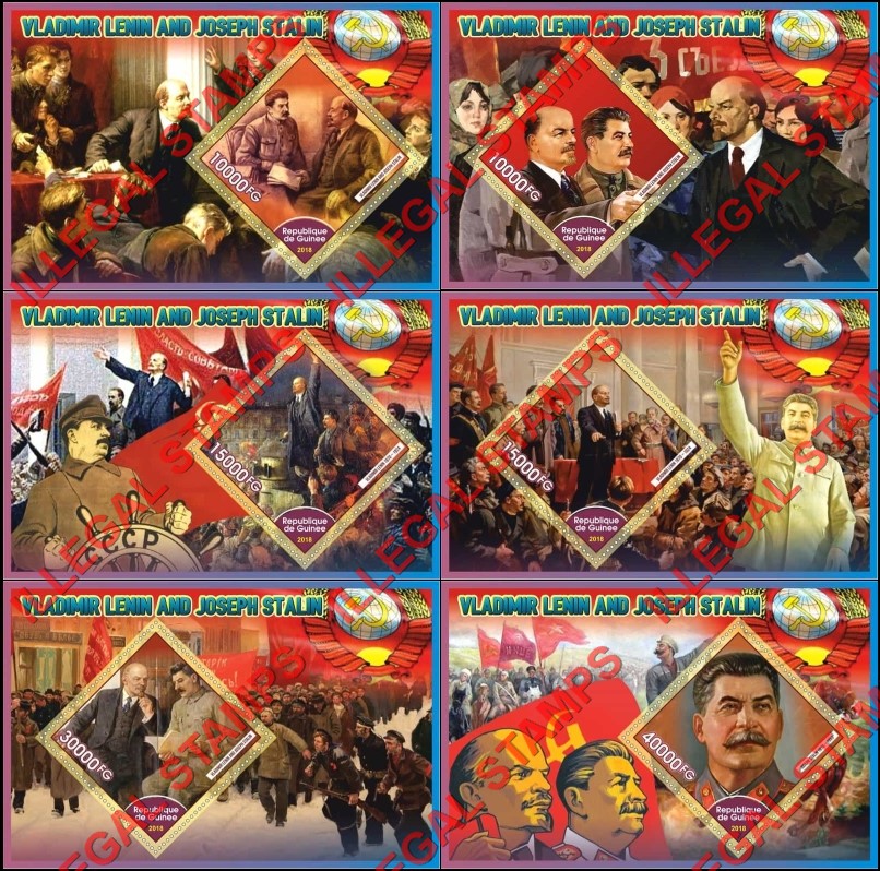 Guinea Republic 2018 Lenin and Stalin (different a) Illegal Stamp Souvenir Sheets of 1