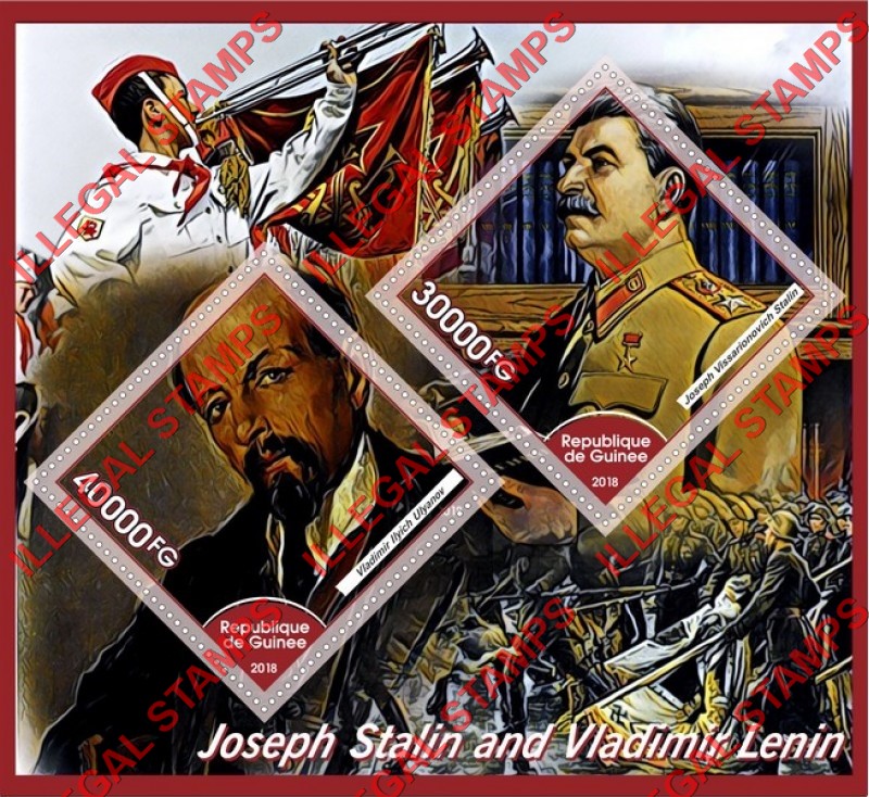 Guinea Republic 2018 Lenin and Stalin (different) Illegal Stamp Souvenir Sheet of 2