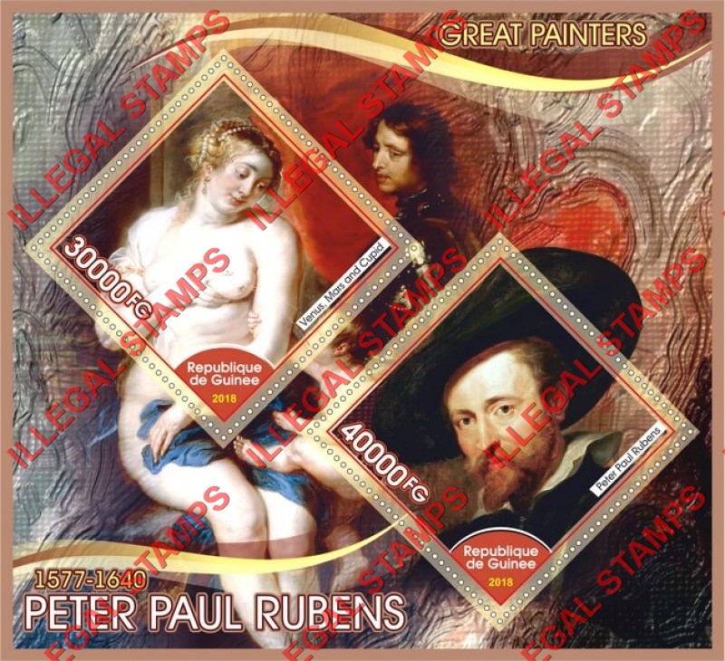 Guinea Republic 2018 Paintings by Peter Paul Rubens Illegal Stamp Souvenir Sheet of 2
