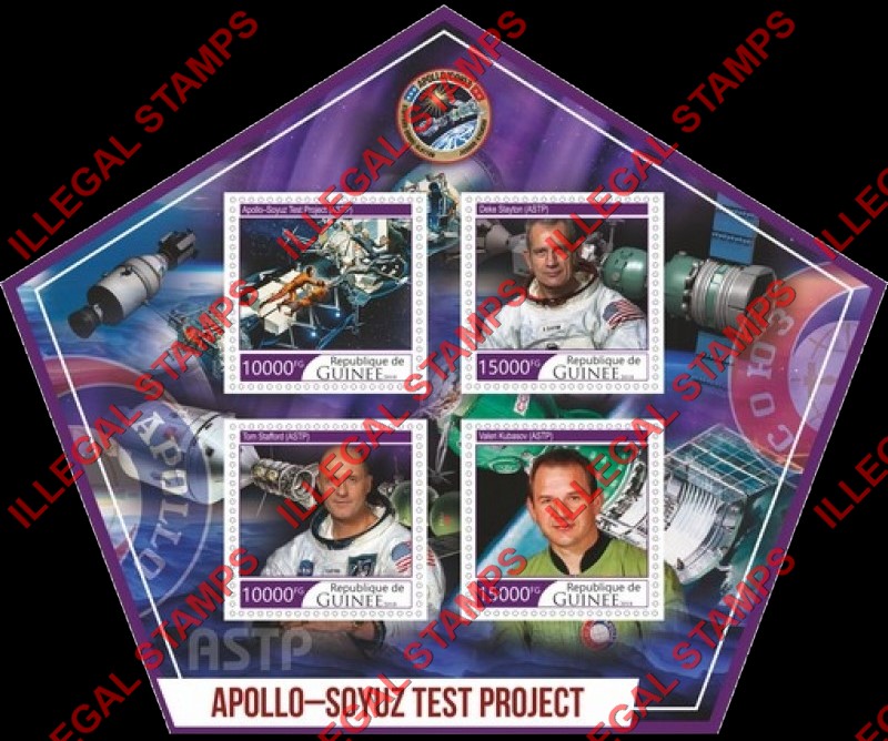 Guinea Republic 2018 Space Apollo Soyuz Test Project Illegal Stamp Souvenir Sheet of 4