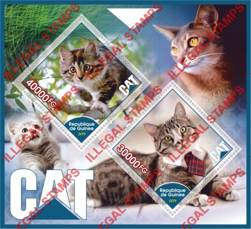 Guinea Republic 2019 Cats Illegal Stamp Souvenir Sheet of 2