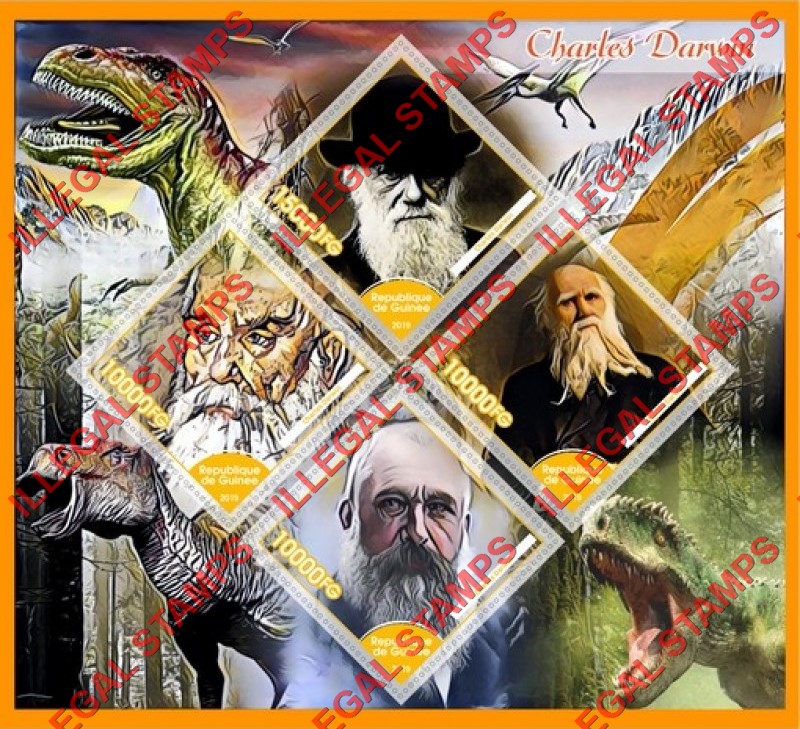 Guinea Republic 2019 Charles Darwin Illegal Stamp Souvenir Sheet of 4