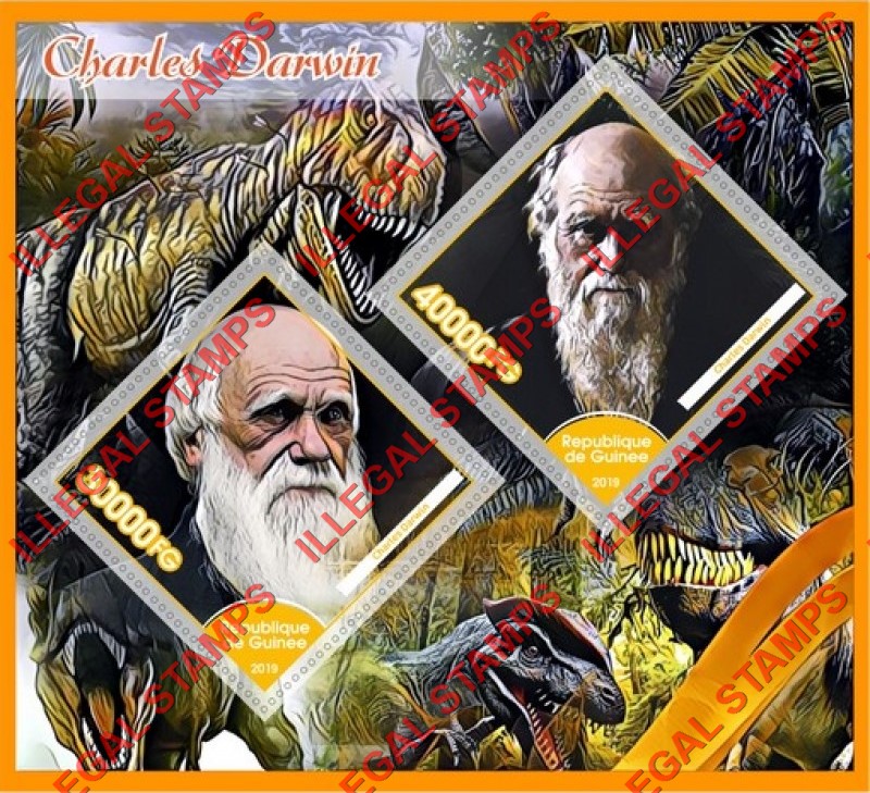 Guinea Republic 2019 Charles Darwin Illegal Stamp Souvenir Sheet of 2