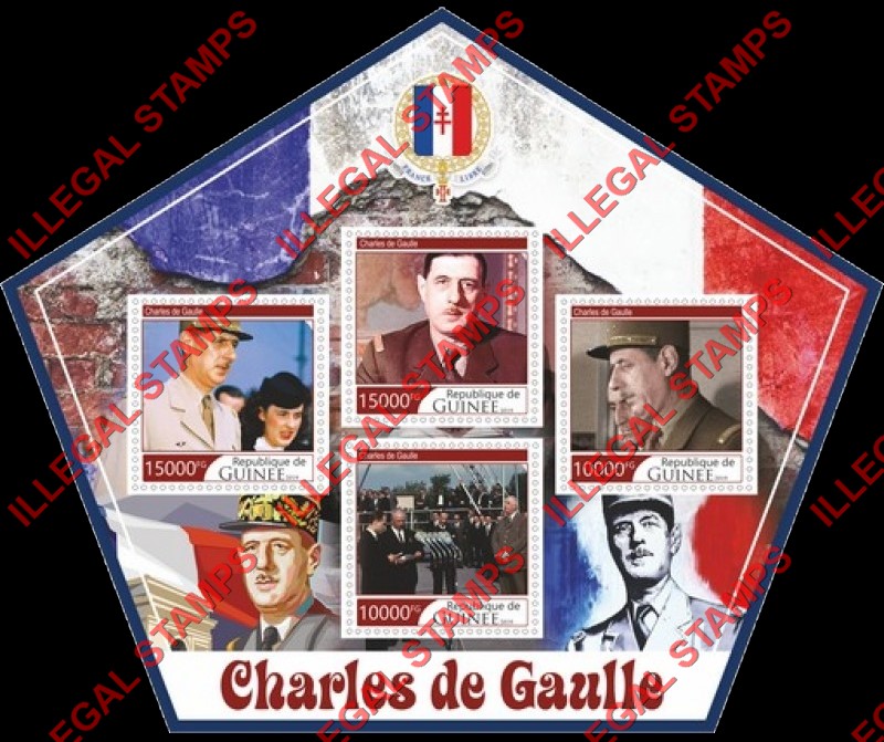 Guinea Republic 2019 Charles de Gaulle Illegal Stamp Souvenir Sheet of 4