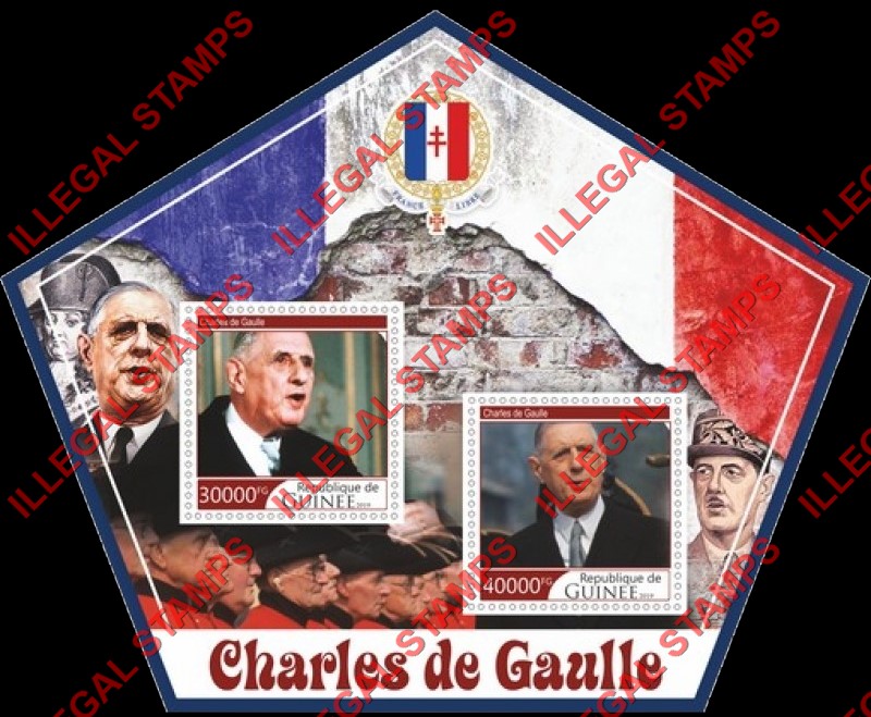Guinea Republic 2019 Charles de Gaulle Illegal Stamp Souvenir Sheet of 2