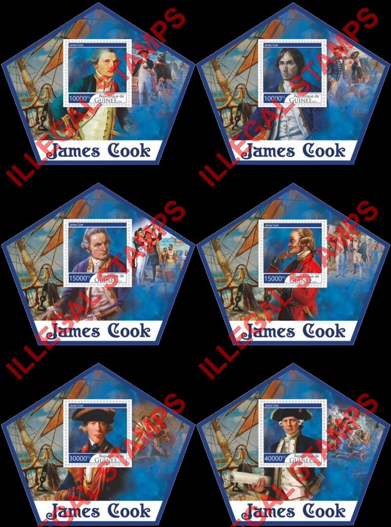 Guinea Republic 2019 James Cook Illegal Stamp Souvenir Sheets of 1