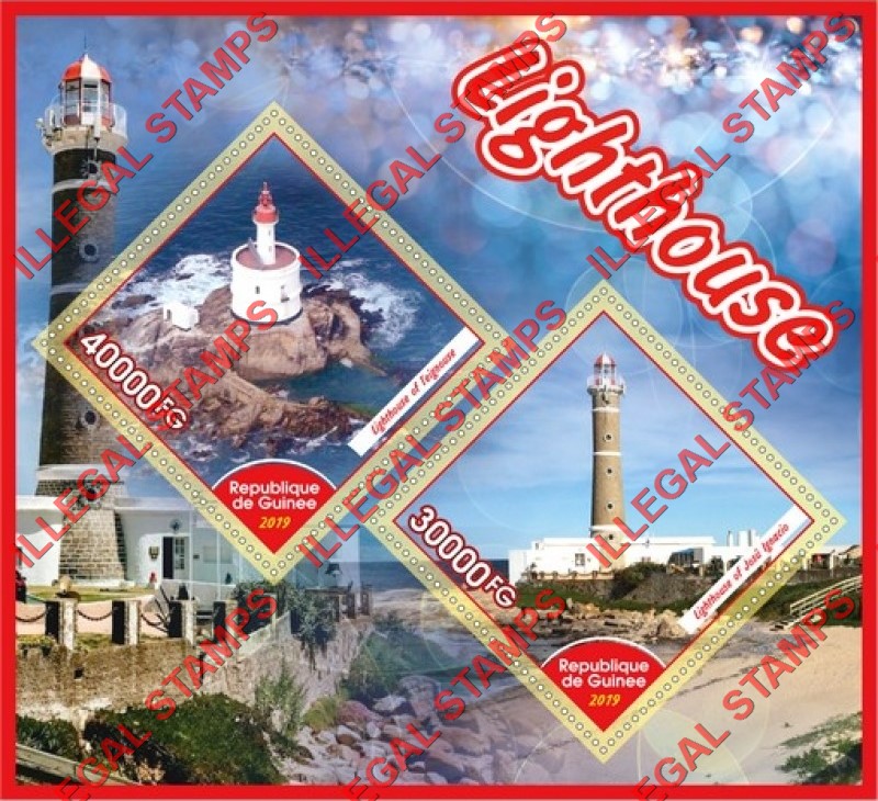 Guinea Republic 2019 Lighthouses Illegal Stamp Souvenir Sheet of 2