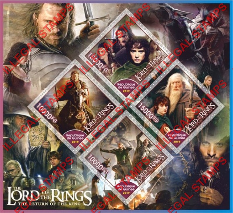 Guinea Republic 2019 Lord of the Rings Illegal Stamp Souvenir Sheet of 4