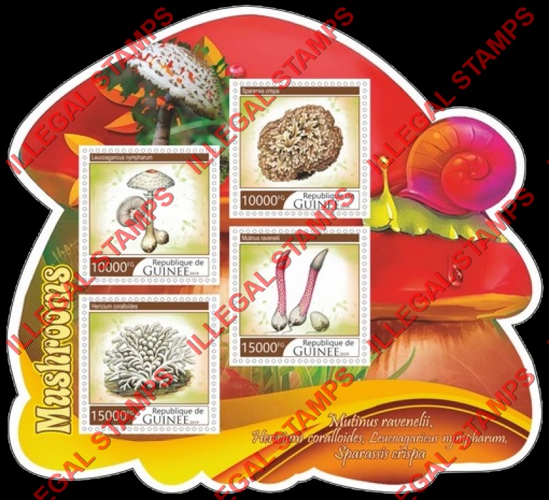 Guinea Republic 2019 Mushrooms Illegal Stamp Souvenir Sheet of 4