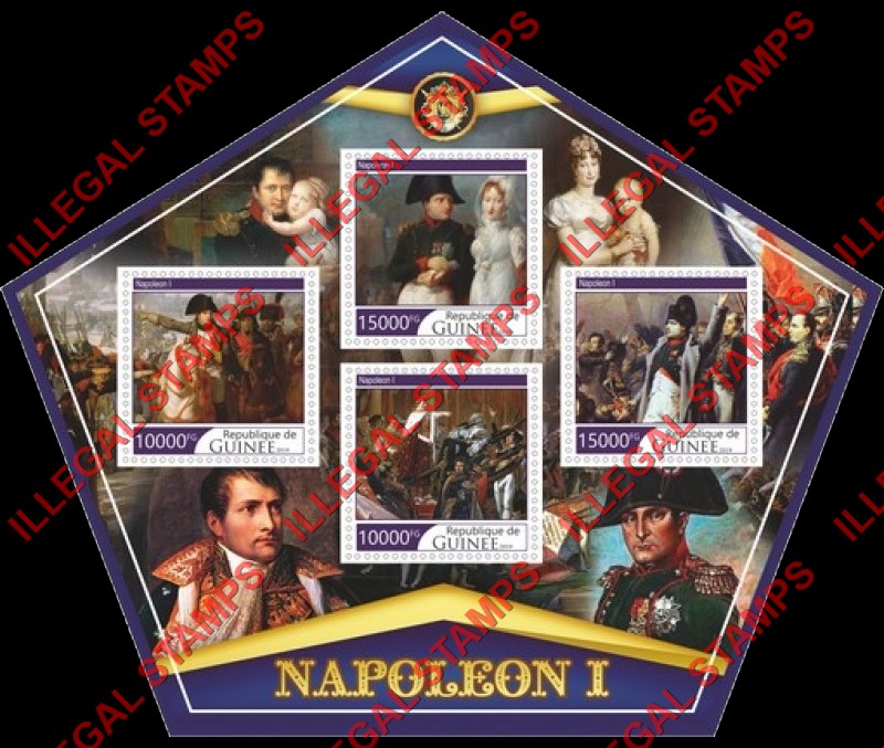 Guinea Republic 2019 Napoleon Bonaparte (different) Illegal Stamp Souvenir Sheet of 4